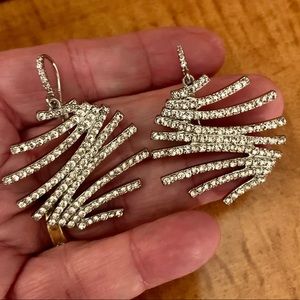 Round rhinestone dangle pierced earrings